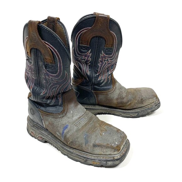 Justin Men’s WK2104 Leather Steel Toe Work Boots Sz 8 D - Picture 1 of 14